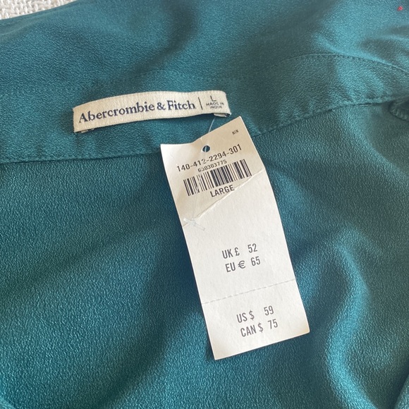 NWT Forest Green A&F Collar Shirt - Picture 3 of 5